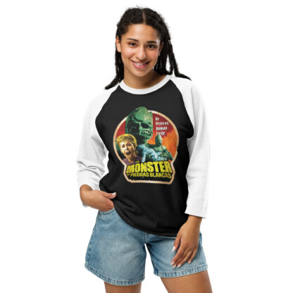 The Monster of Piedras Blancas 3/4 sleeve raglan shirt - Image 2