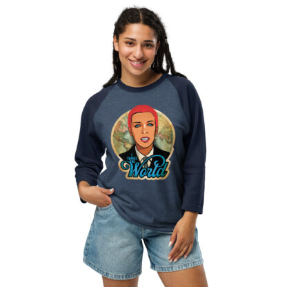 I Travel The World 3/4 sleeve raglan shirt - Image 2