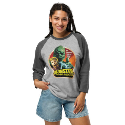 The Monster of Piedras Blancas 3/4 sleeve raglan shirt - Image 6