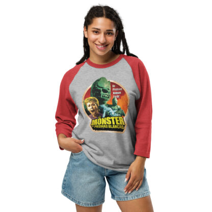 The Monster of Piedras Blancas 3/4 sleeve raglan shirt - Image 5