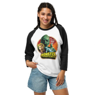 The Monster of Piedras Blancas 3/4 sleeve raglan shirt