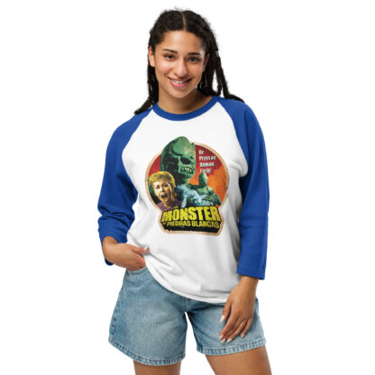 The Monster of Piedras Blancas 3/4 sleeve raglan shirt - Image 8